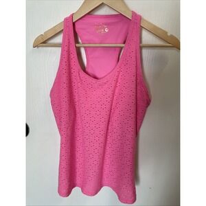 Lilly Pulitzer Luxletic Hot Pink Eyelet Cutout Preppy Girl Tennis Sporty W Med